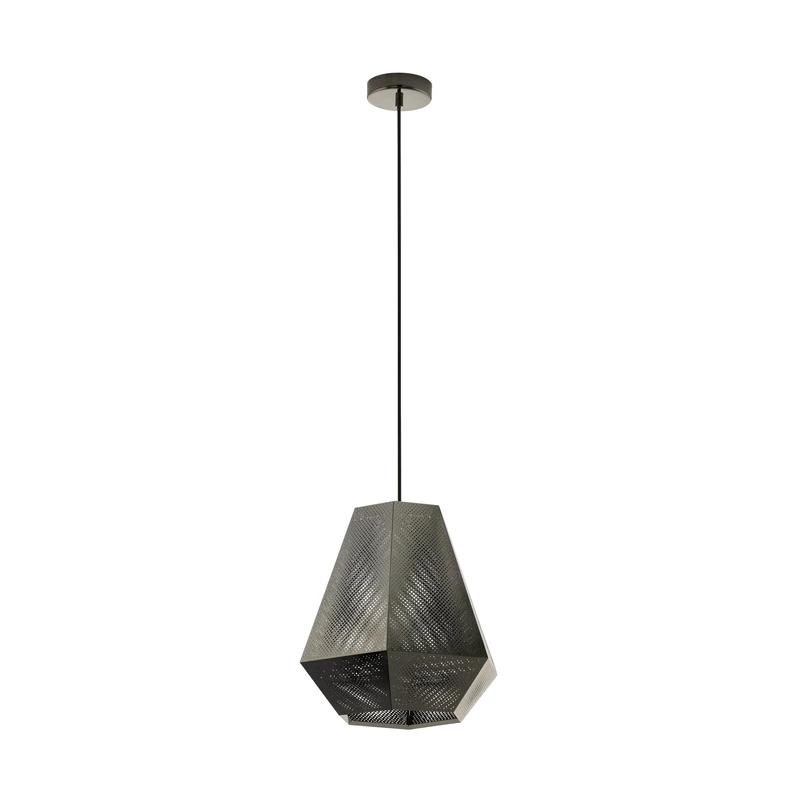 EGLO Chiavica Pendant Light, 1 Bulb Industrial Vintage Modern Pendant Light Made of Steel in Nickel Black, Dining Table Lamp, Living Room Lamp Hanging with E27 Socket, Diameter 36 cm
