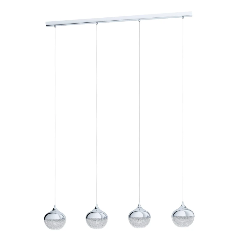 Eglo Pendant Light Mioglia 1, 3-Light Hanging Lamp, Elegant, Pendant Lamp Made of Steel, Plastic and Granite in Chrome, White, Clear, Dining Table Lamp, Hanging Living Room Lamp with E14 Socket