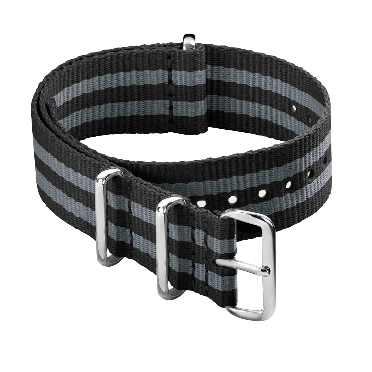 Archer Watch Straps - Classic Nylon NATO Watch Bands (Black/Gray, 20mm)