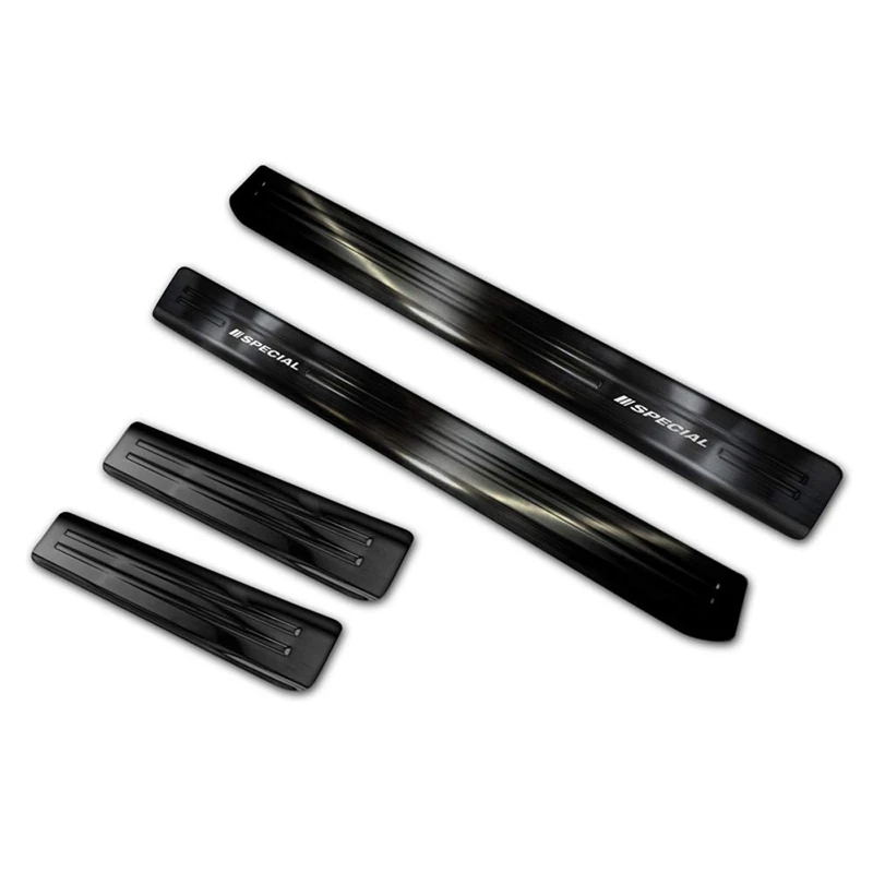 Avisa Black Stainless Steel Door sill protectors compatible with Skoda Octavia III Sedan/Combi 2013-2020 - 'Special Edition' - 4-pieces