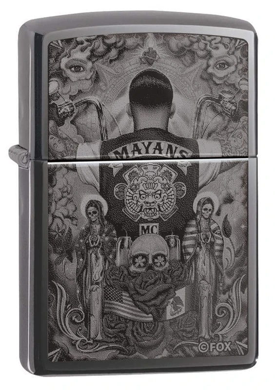 Zippo Unisex's Mayans M.C. Pocket Lighter, Black Ice, One Size