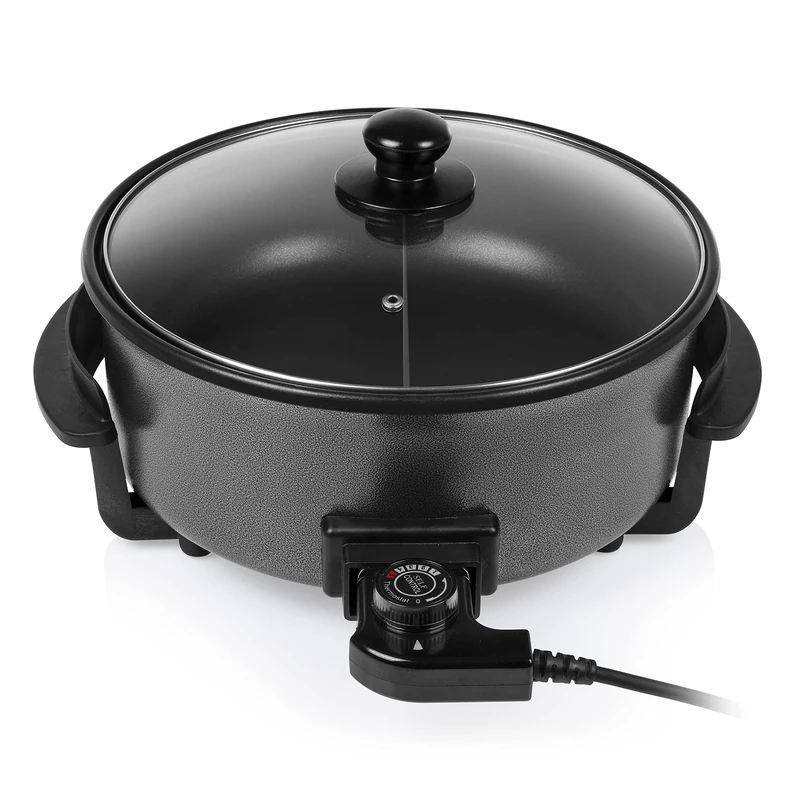 Tristar XL Sauté Pan - 30 cm Diameter, 5 Litre Capacity, for 4 People, with Separator, Adjustable Thermostat, 1500 W, Black, PZ-9135 - Image 1