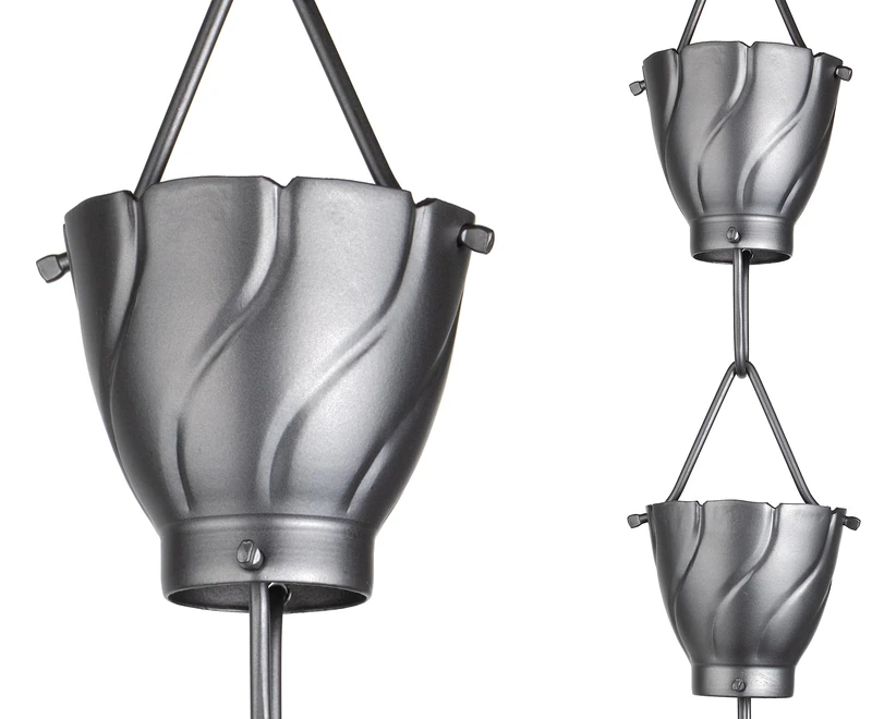 Monarch Rain Chains 19435 (Pewter) Monarch Aluminum Extra Large Akira Rain Chain, 8-1/2 Feet Length