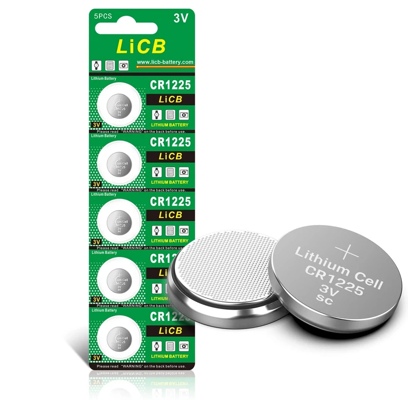 LiCB CR1225 Battery 3V Lithium 5PCS (CR 1225 / Batteries CR1225 / DL1225 / ECR1225) for thermometer,Remotes,LED lights,Glucometers,Toys,Car key,Scales.