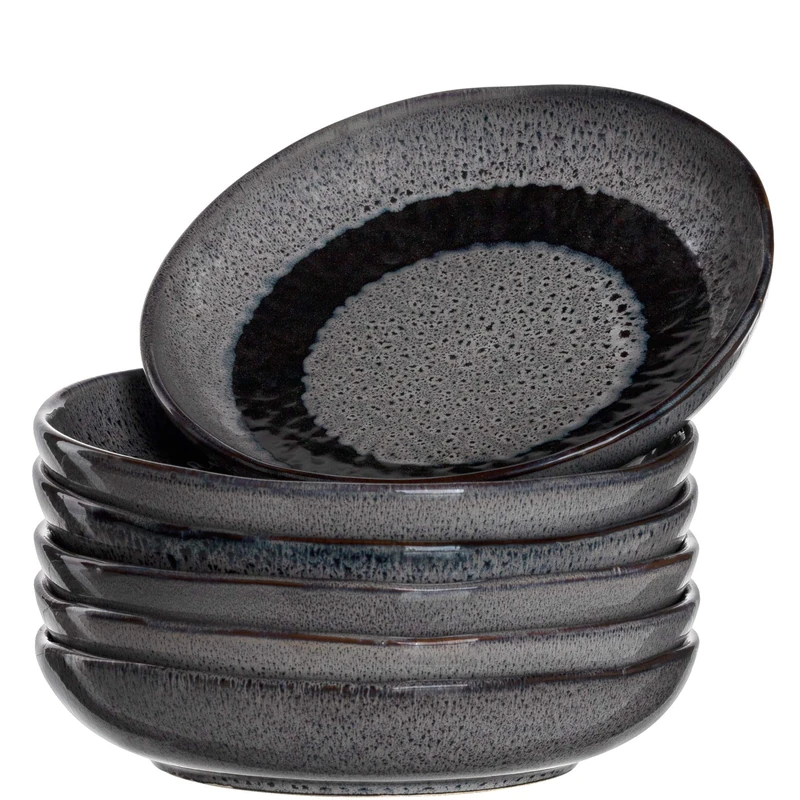 LEONARDO HOME Matera 018562 Set of 6 Ceramic Plates, Anthracite