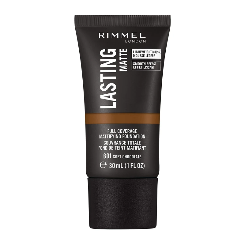 Rimmel Lasting Matte Full Coverage Light-weight Foundation 30ml, 601 Soft Chocolate