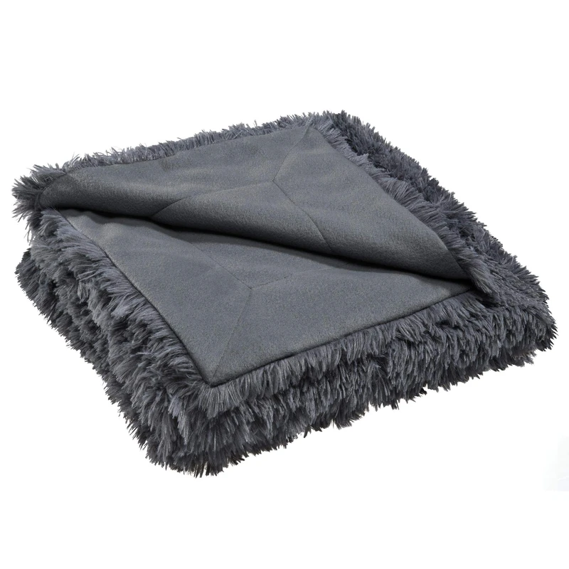 CelinaTex Cuddly Blanket XXL 220 x 240 cm Grey Longhair Faux Fur Blanket Flokati Optik Fleece Blanket Oeko-TEX Shetland