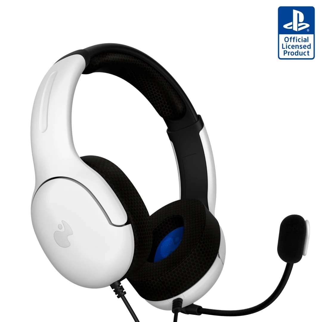 PDP Gaming LVL40 Stereo Headset with Mic for PlayStation, PS4, PS5 - PC, iPad, Mac, Laptop Compatible - Noise Cancelling Microphone, Lightweight, Soft Comfort On Ear Headphones, 3.5 mm Jack - White