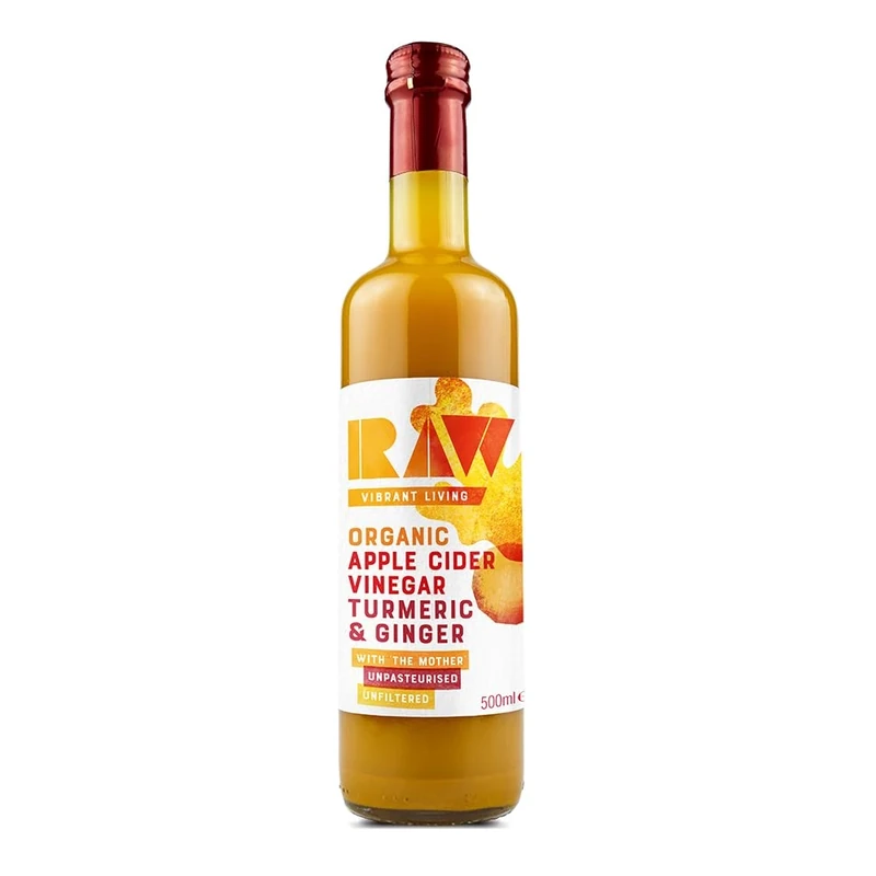 Raw Health Raw Apple Cider Vinegar Blend with Turmeric & Ginger, 500 ml - Certified Organic, Unfiltered & Vegan-Friendly