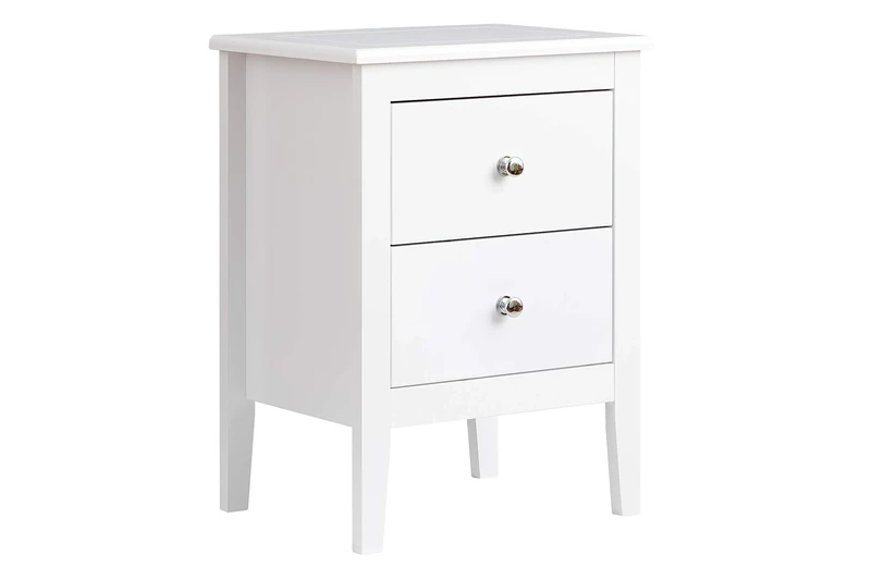 Aspect Melia Bedside Table,Nightstand Lamp Desk for Bedroom (White, 2 Drawer)
