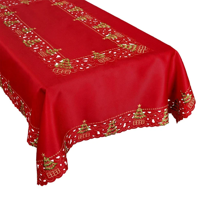 Grelucgo Holly Embroidered Christmas Tablecloth (57 x 83 cm)