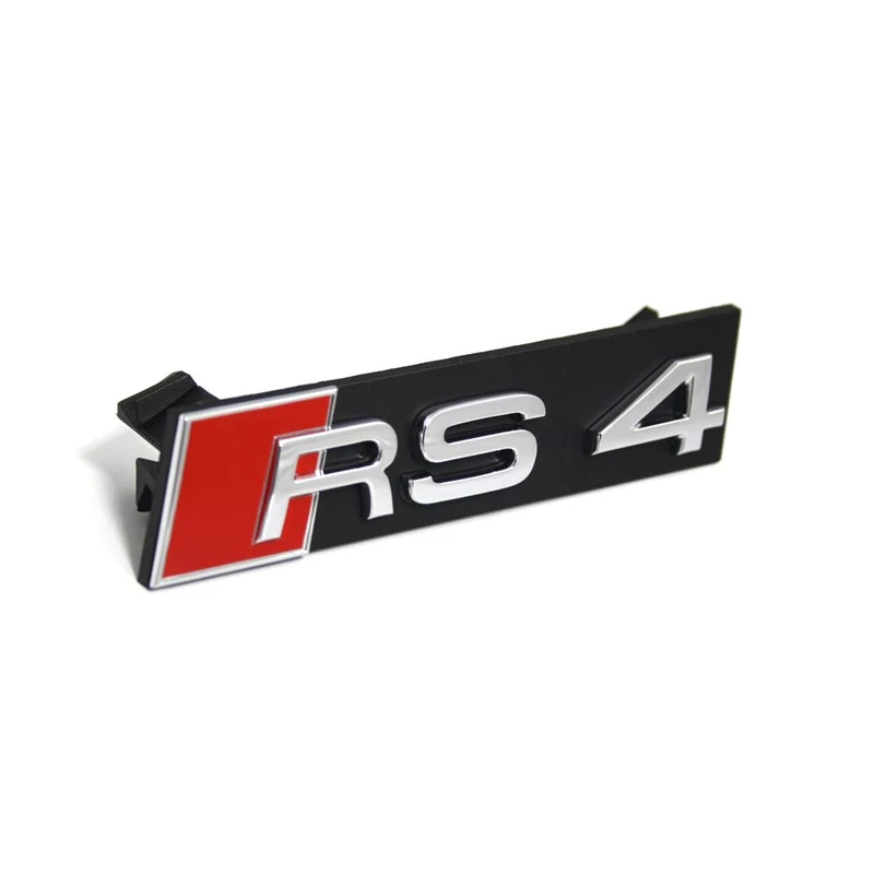 Audi 8E0853736E2ZZ Lettering RS4 8E Original Emblem Radiator Grille Clip Sign, Black/Red