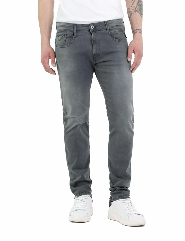 Replay men's Anbass slim fit jeans with power stretch, gray (Dark Gray 096), W27 x L30