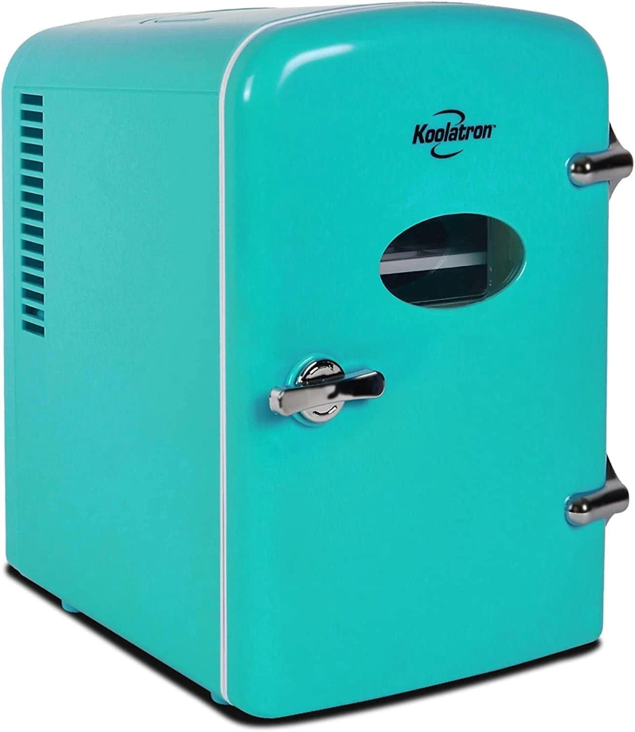 Koolatron Retro Mini Fridge For Bedrooms 4L Small 6 Can Table Top 12V Portable Cooler Refrigerator Quiet Mini Fridges For Skincare Food Drinks Kids Home Car & Travel Aqua