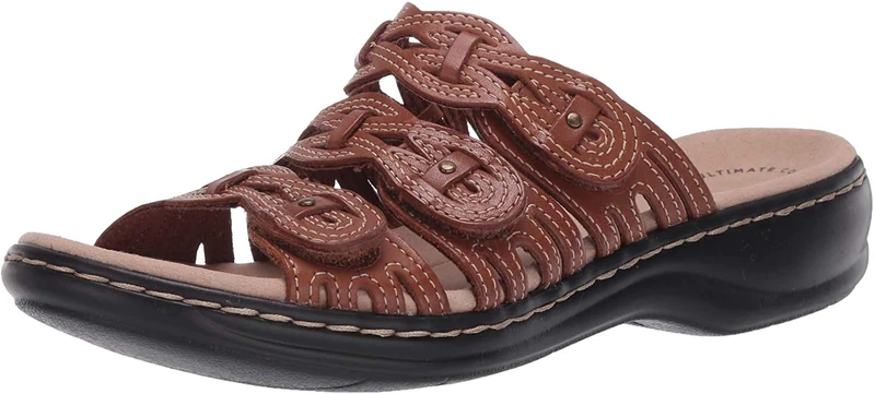 Clarks Women's Leisa Faye Sandal, Tan Leather, 4 UK - Image 1