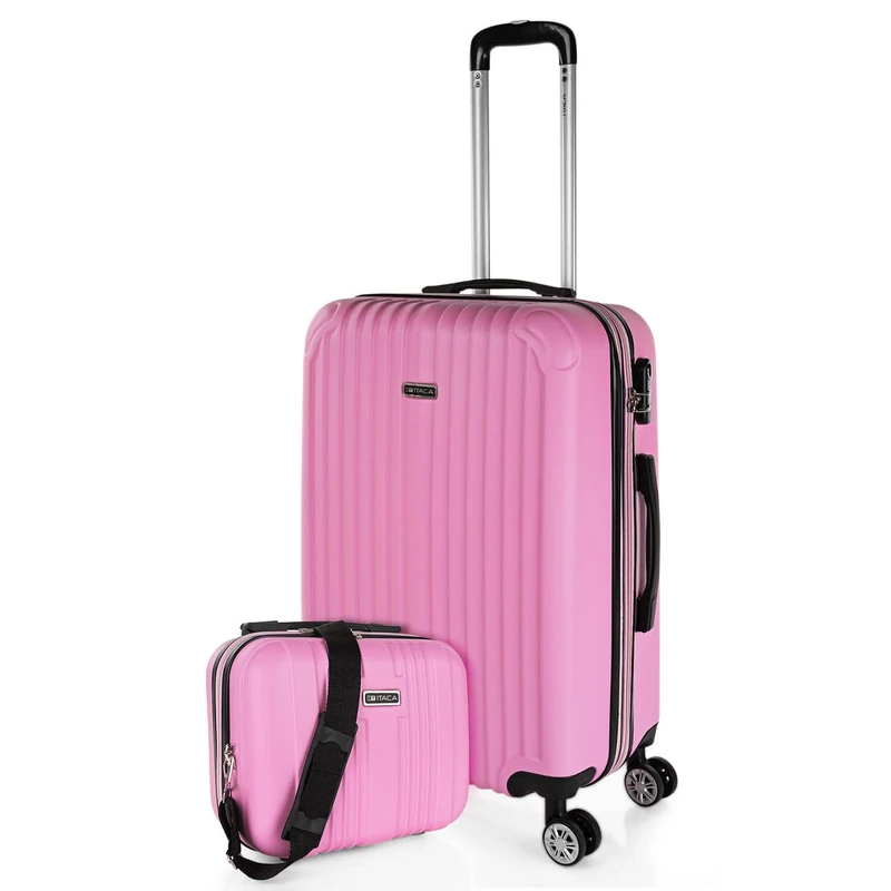 ITACA - Rigid Suitcase Medium Size - ABS Medium Suitcase 65cm Hard Shell Suitcase - Lightweight 20kg Suitcase with Combination Lock - Lightweight and Resistant Travel Medium Size Suitcase, Pink