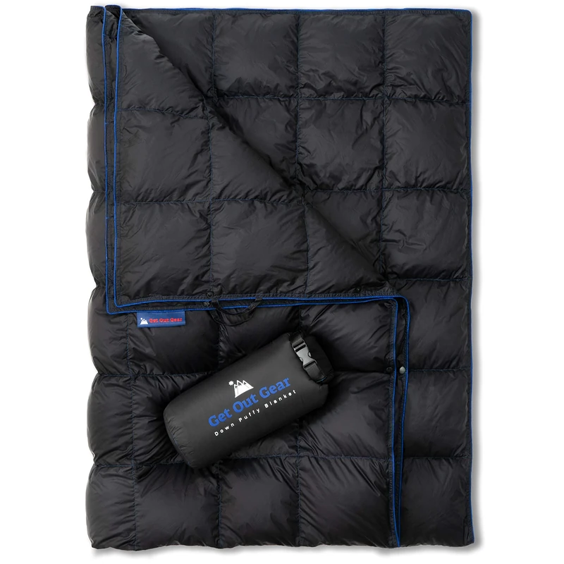 Get Out Gear Down Camping Blanket - Outdoor Lightweight Packable 650 Fill Power Down Blanket Compact Waterproof and Warm Backpacking Quilt for Camping Hiking Travel Hammock