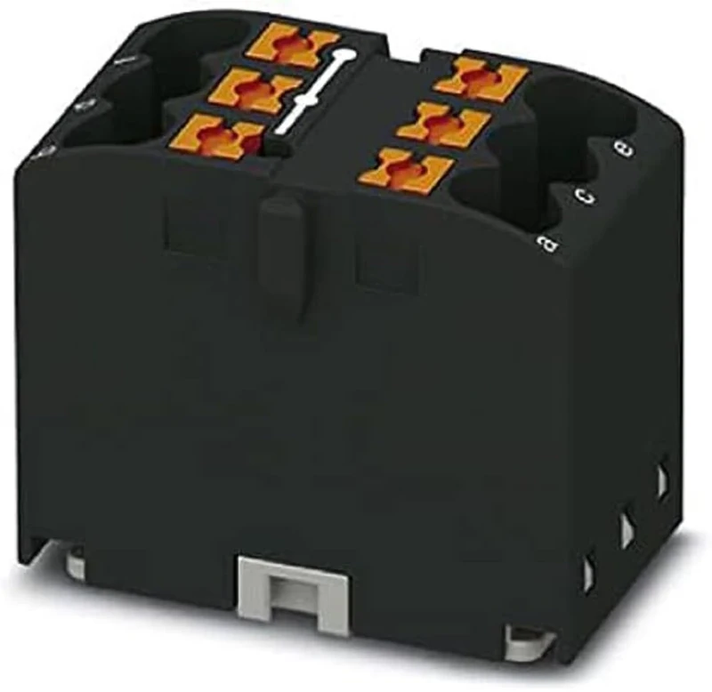 PHOENIX CONTACT PTFIX 6X2.5-G BK Distribution Block Basic Terminal 450V 24A Number of Connections 6 Cross Section 0.14mm²-4mm² AWG 26-12 Width 16mm Height 22.7mm Black Pack of 10 - Image 1