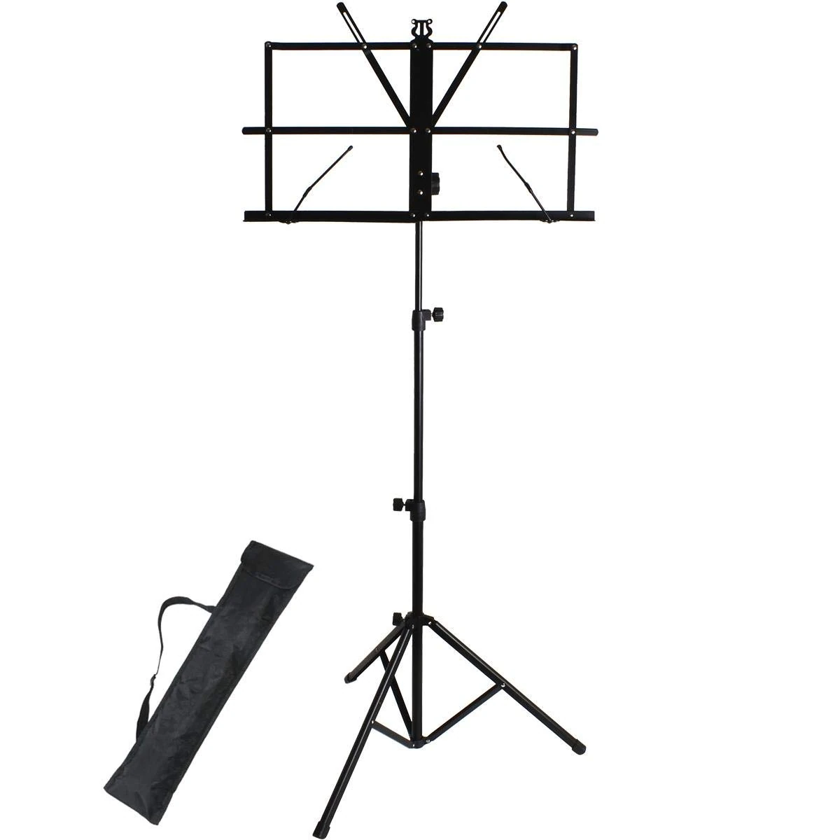 iGadgitz Xtra U6984 Metal Portable Sheet Music Stand Folding Music Holder with Carry Bag - Black