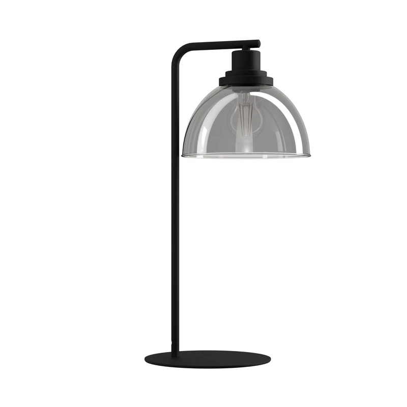 Eglo Bedside lamp Beleser, Side Table Light Made of Smoked Glass and Black Metal, Living Room and Bedroom Lighting with Switch, E27 Socket