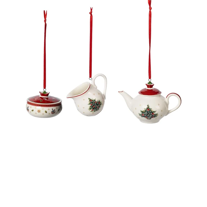 Villeroy & Boch Toy's Delight Decoration Ornaments Coffee Set, White/Red, 3 Pieces, 6.3 cm
