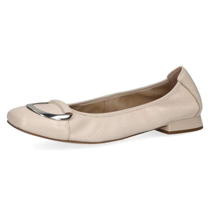 CAPRICE Women Ballet Flats Leather Elegant, Cream (Pearl Perl Dee), 8 UK