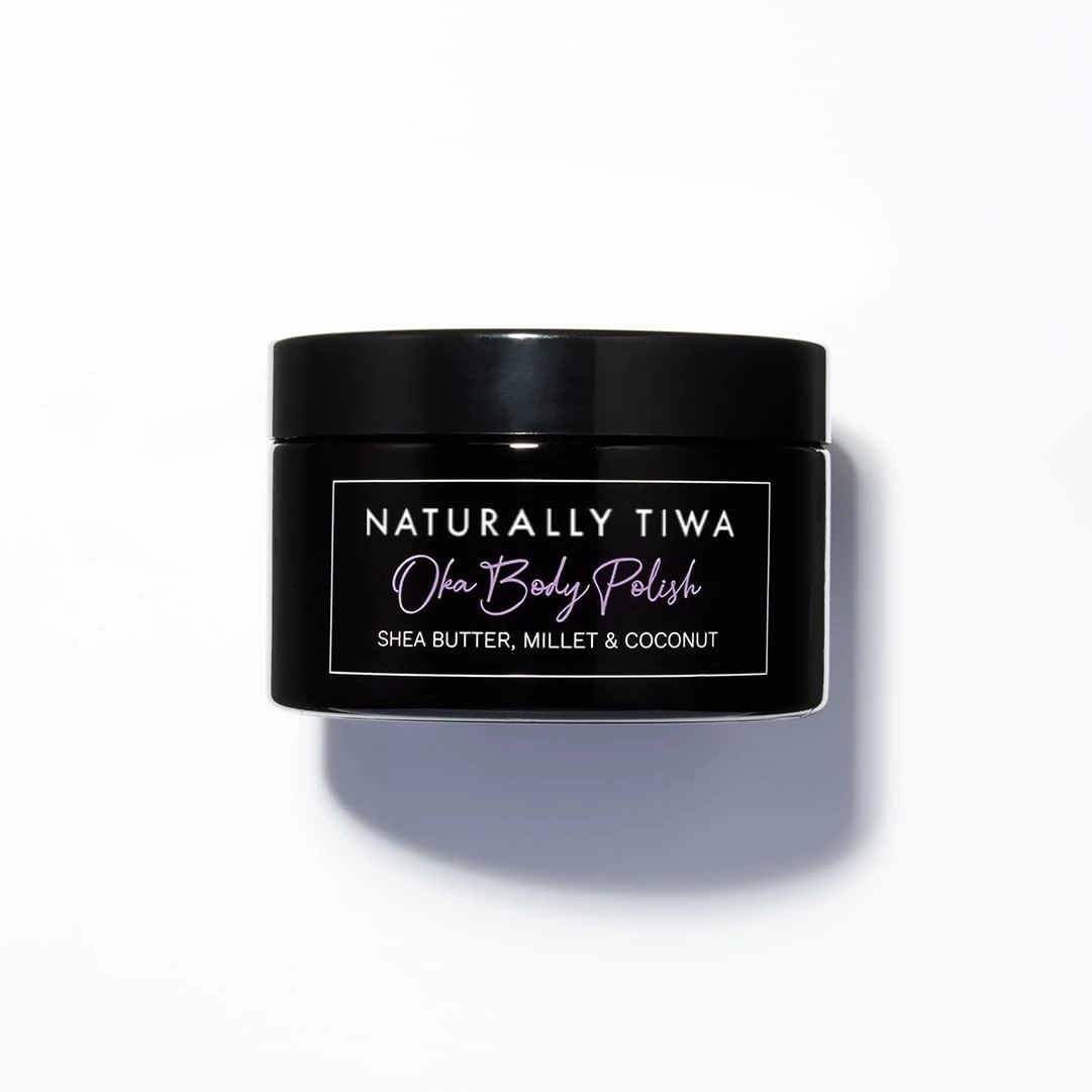 Naturally Tribal Skincare OKA Body Polish 130g For Keratosis Pilaris + Acne, Dual Purpose Exfoliates and Moisturises, Brightens Skin, Millet + Shea Butter, Chemotherapy Skincare + Vegan + Cruelty Free