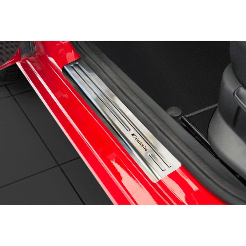 Avisa Inox door sill protectors compatible with Skoda Fabia III Combi/Hatchback 2014-2018 & FL 2018-2021 - 'Exclusive' - 4-pieces