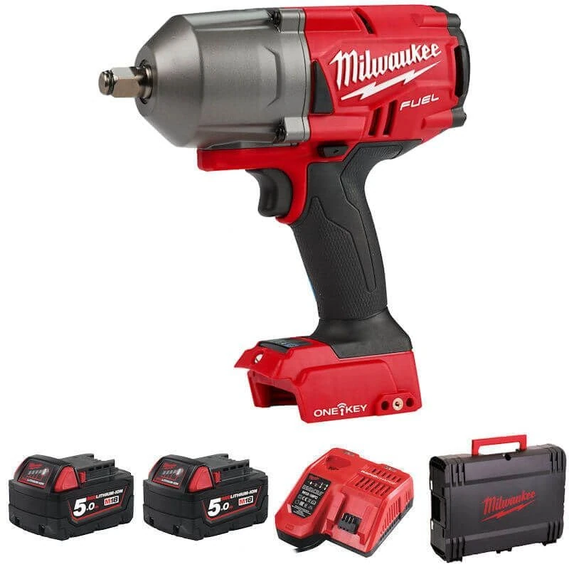 Milwaukee M18FHIWF12-0 18V Brushless 1/2" Impact Wrench with 2 x 5.0Ah Batteries