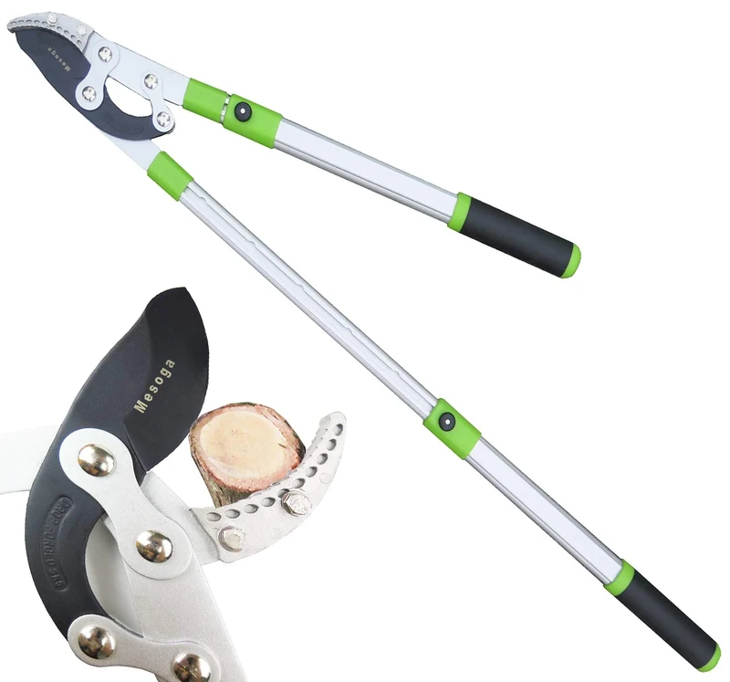 Mesoga Tree Trimming 5 Sections Telescoping Bypass Lopper 26-41 Inch, Steel Elbow SK-5 Anvil Blade with Compound Action Handles Pruner 2 Inch Cutting Capacity