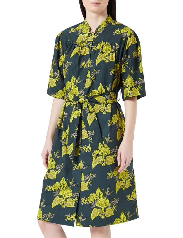 Scotch & Soda Women's Printed Crispy Cotton Dress with Tie, Multicolour (Combo A 0217), Medium