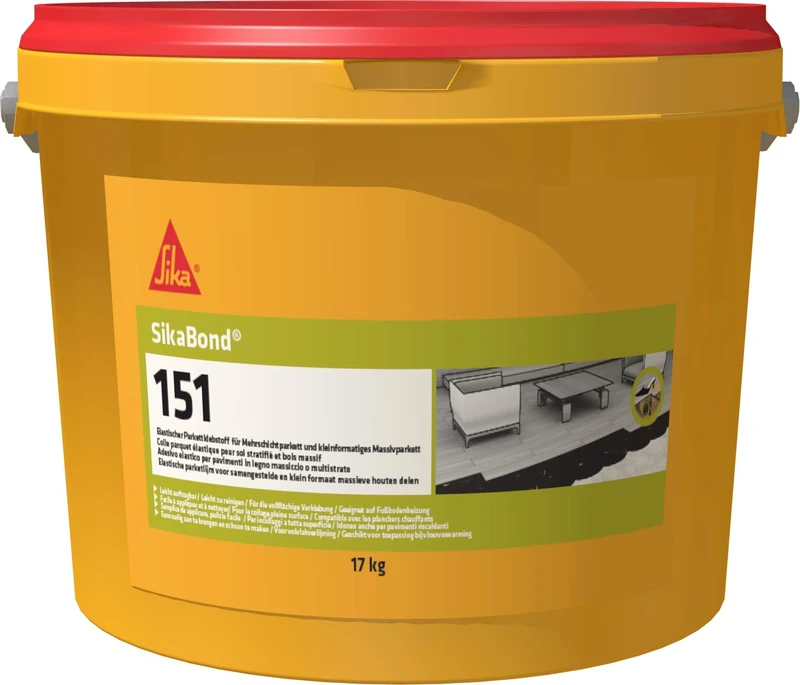 Sika SikaBond 151 – Elastic Wood Floor Adhesive – Easy To Spread – Forms Stable Trowel Peaks – Very Low Emissions – Parquet Brown – 17kg