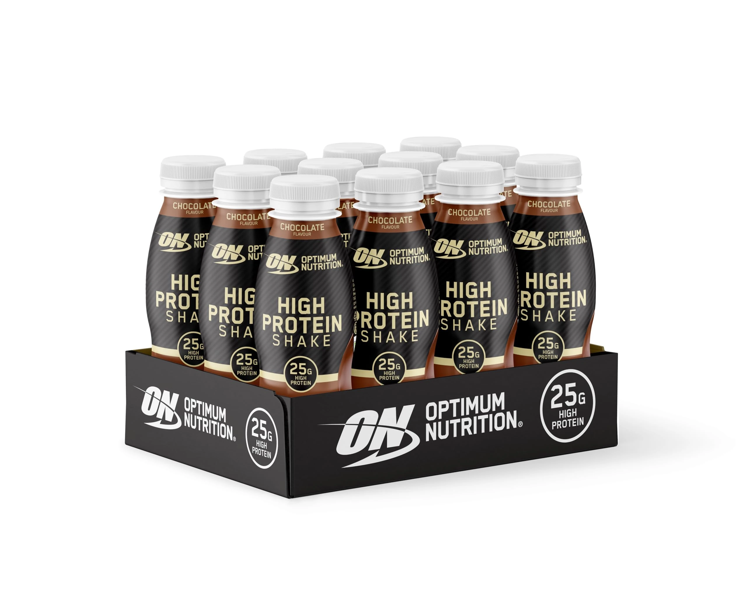 Optimum Nutrition High Protein Shake Bottles, Ready to Drink Post Workout Snack, Low Fat and No Added Sugar, Muscle Growth and Support, Chocolate, 12x330ml Packaging May Vary