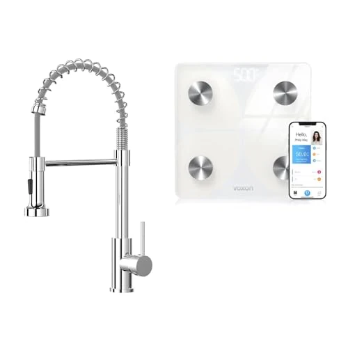 VOXON Kitchen Tap, Commercial Faucet Single Handle Lever, High Arc Swivel 360°
