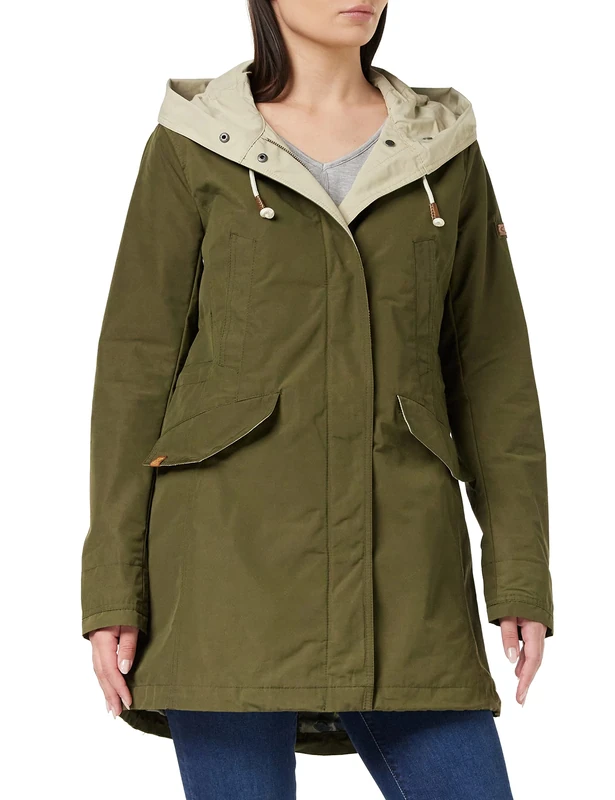 camel active Womenswear Mantel Coat, Green, S