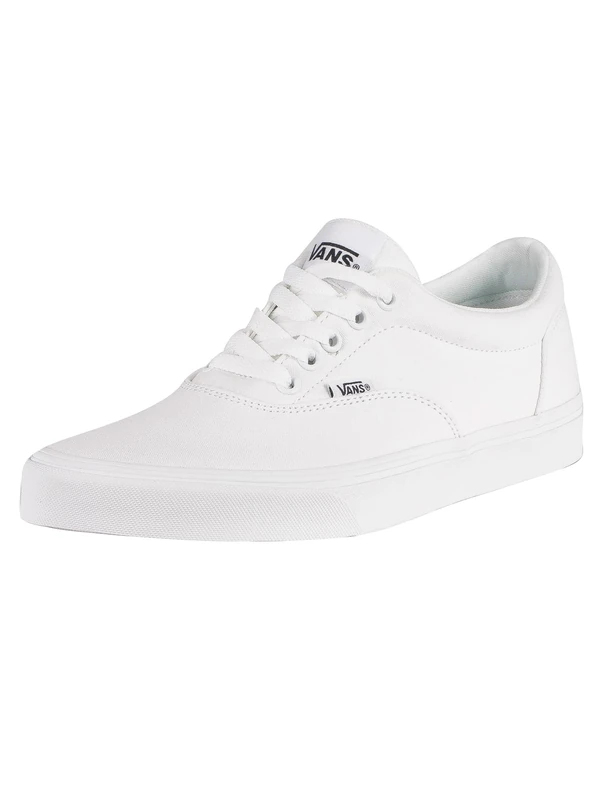 Mens Vans Size 7, Doheny Sneaker Triple White Canvas Lace Up Shoes, Low Top Men's Trainers, Lightweight Old Skool Sneakers by Vans Skate Shoes (7 UK)