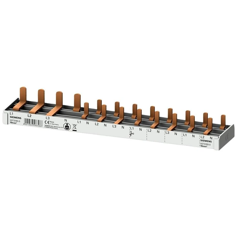 Siemens 5ST37830 Pin Busbar Compact 10mm2 3P+N 400V, Can be Cut 12TE, Suitable for Compact Devices 5SV1, 5SV6 and 5SL60, with End Caps