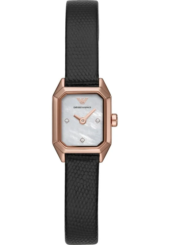 Emporio Armani Watch for Women, Two Hand Movement, Less Than 22 mm Rose Gold Stainless Steel Case with a Leather Strap, AR11248