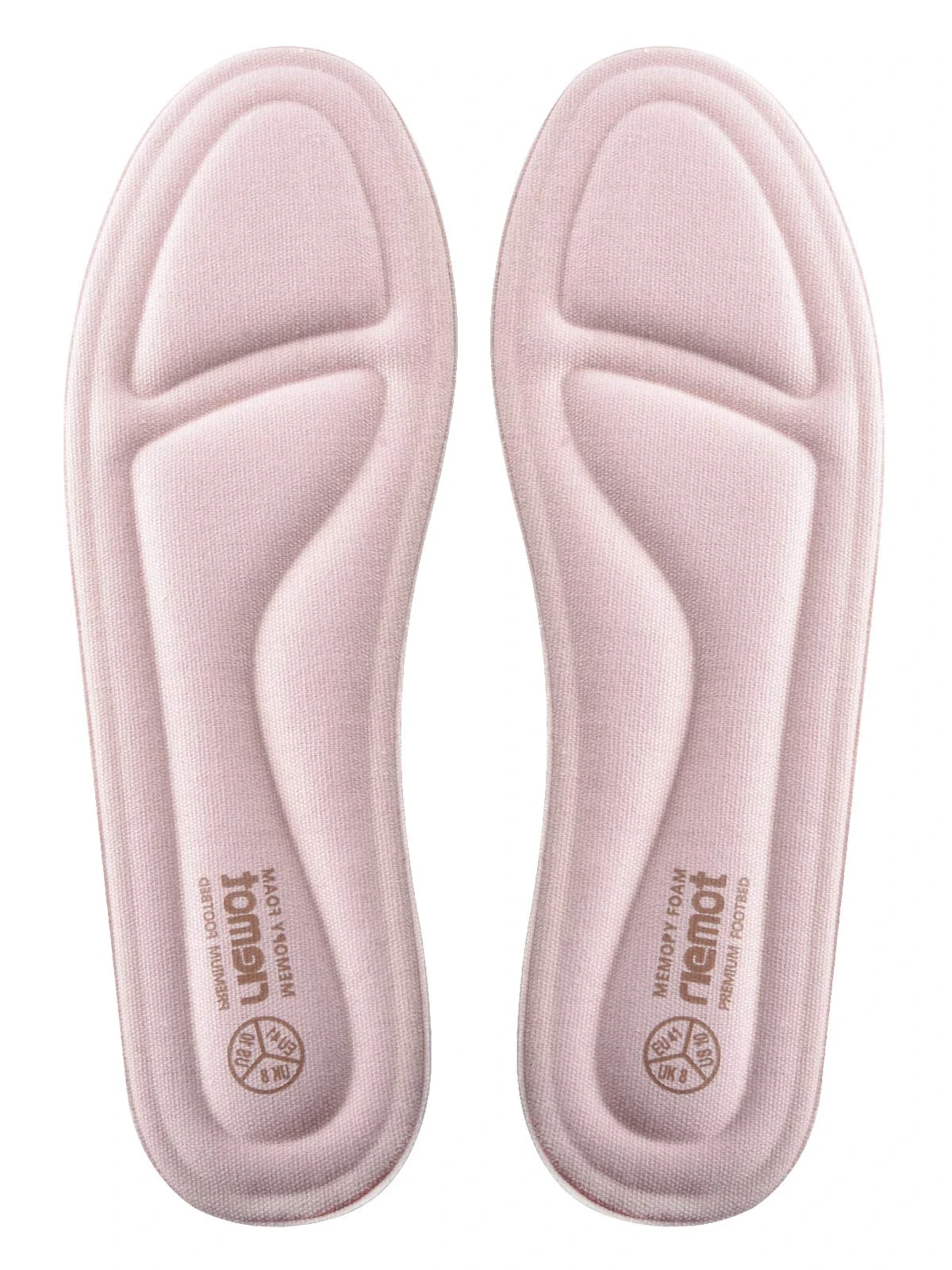 riemot Memory Foam Insoles for Men and Women,Replacement Shoe Inserts for Sports Shoes,Trainers,Sneakers,Work Boots, 4, Women Pink