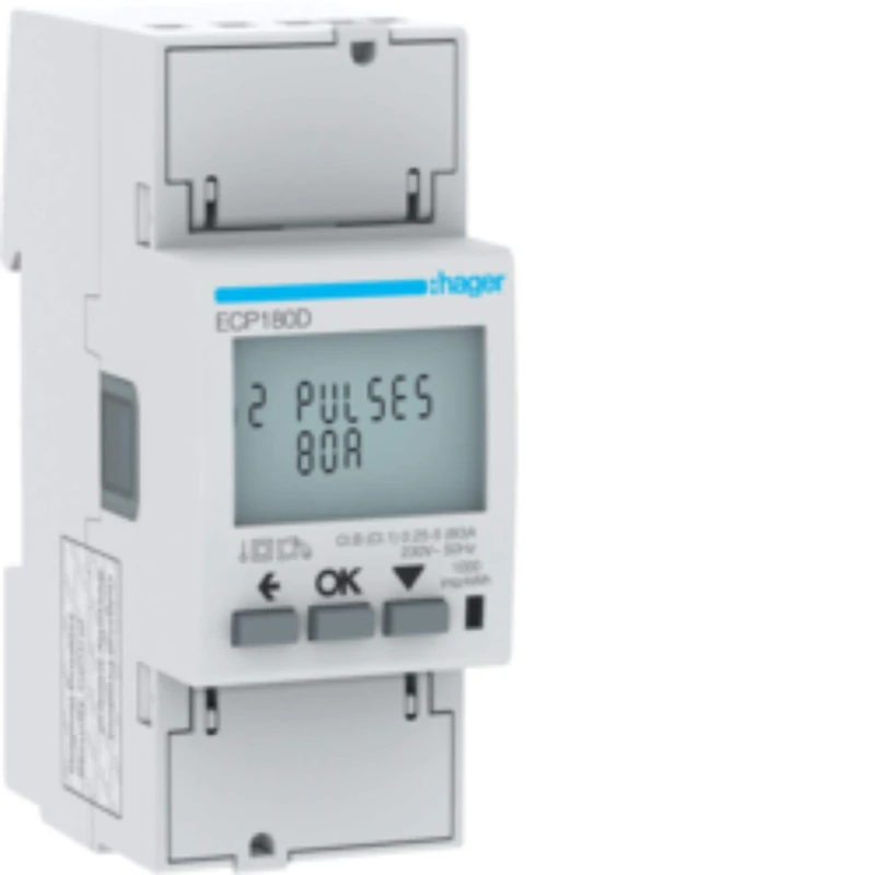 Energy meter 1-phase direct 80A, 2M, S0 - Direct kilowatt-hour meter 80A ECP180D