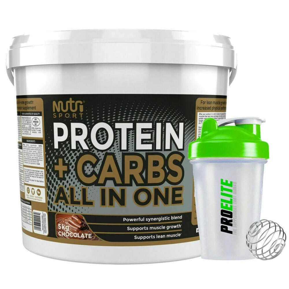 Nutrisport Protein + Complex Carbs All in One 5kg / 5000g + Shaker (Chocolate)