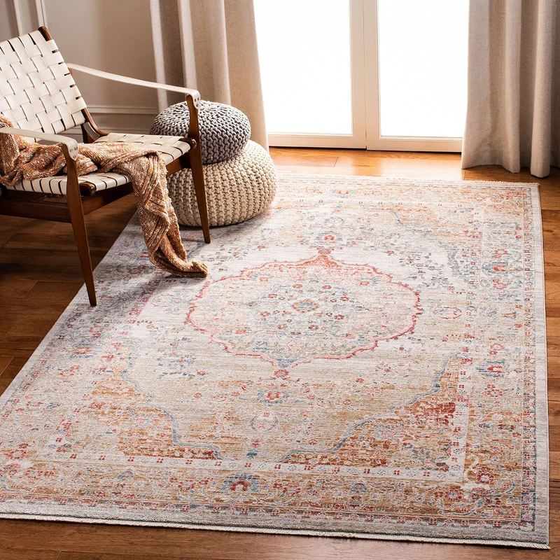 Safavieh Contemporary Classic Indoor Woven Rectangle Area Rug, Kenitra Collection, KRA676, in Grey/Light Blue, 91 X 152 cm for Living Room, Bedroom or Any Indoor Space