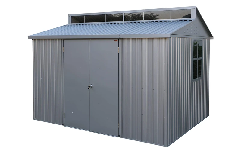 Duramax Aluminium 10 x 8 (7.84 m2) Garden Shed, All-Weather Durable & Waterproof Outdoor Storage Shed, Includes Skylight, Foundation, Window on Side & Lockable Double Doors