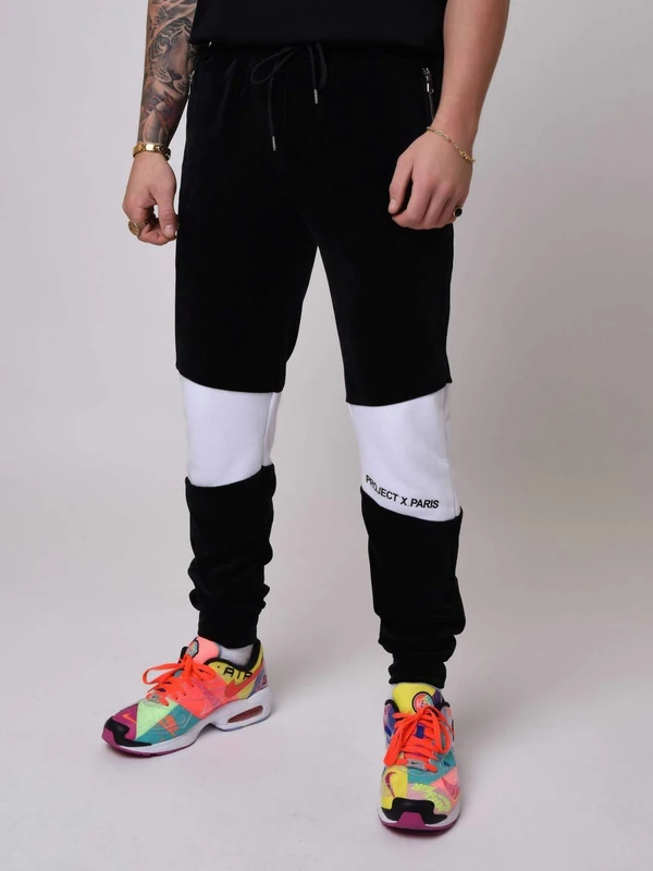 Project X Paris Mens Black & White Jogger Trousers Large 100% Polyester Contemporary Streetwear - Image 1