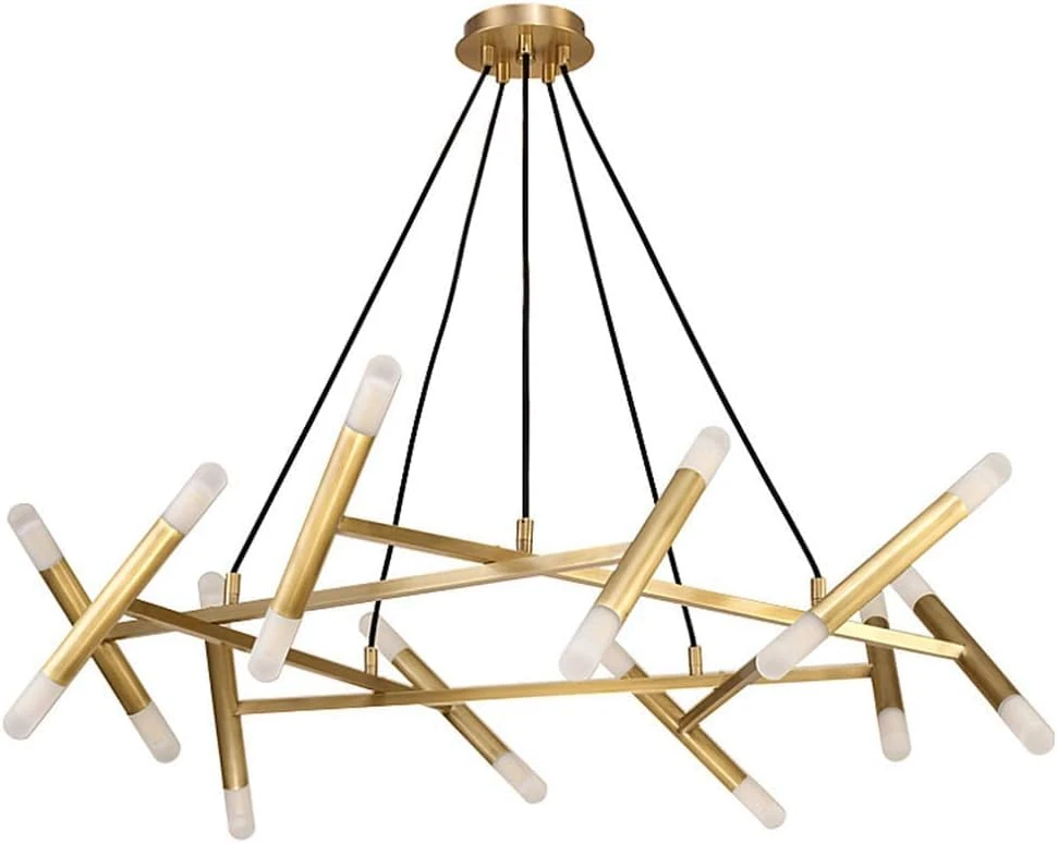 BOKT Mid Century Modern 20-Light Polygonal Chandelier Light Fixture for Kitchen Living Room Foyer Dining Room Ceiling Lamp Includ G4 Warm White Bulbs (Bronze)