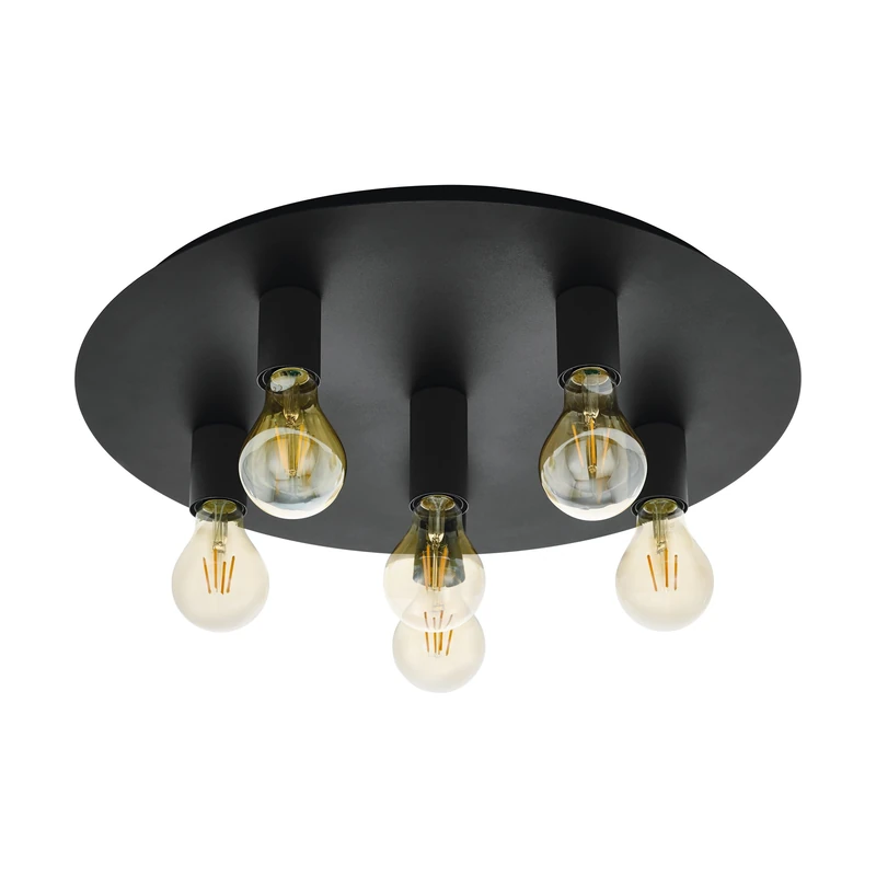 Eglo Passano 1 6-Bulb Ceiling Light Modern Industrial Living Room Lamp Steel in Black Kitchen Lamp Hallway Lamp Ceiling with E27 Socket