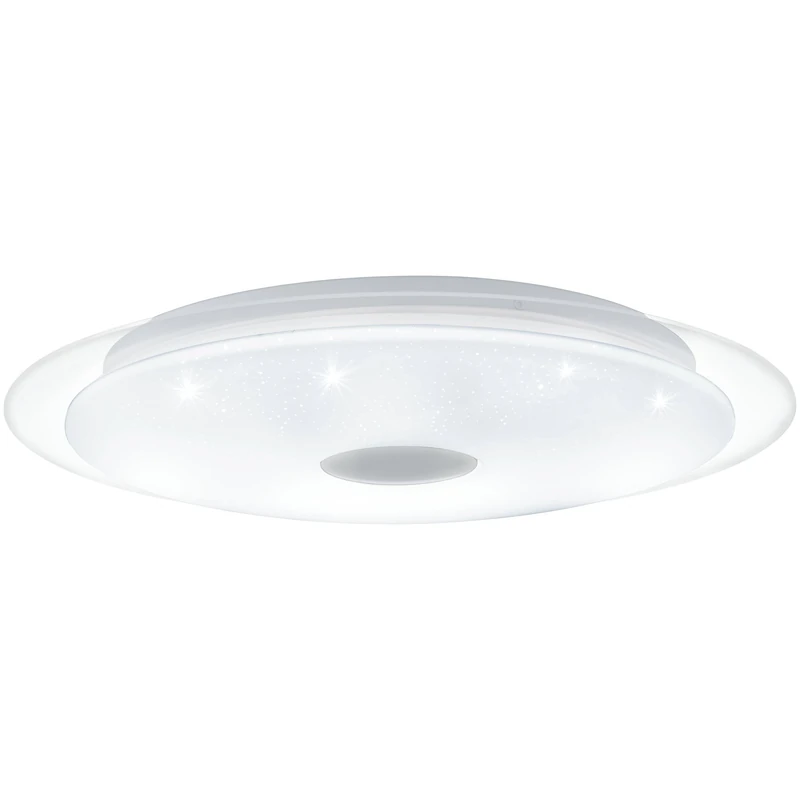 Lanciano 1 LED Ceiling Light with White Crystals/Transparent White/Chrome Diameter 56 cm Height 8 cm