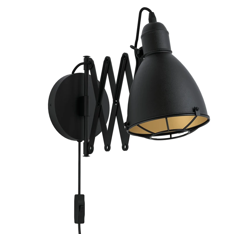 Eglo Treburley Dome Wall Light Black, Gold