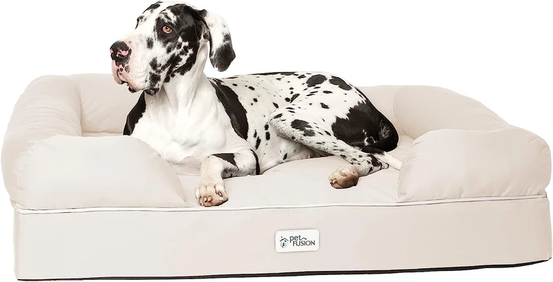 PetFusion Ultimate Memory Foam Dog Bed Jumbo Lounge Orthopaedic Comfortable Large Waterproof Bed For Extra Large Dogs - Sandstone - XX-Large (127 x 102 x 33cm)