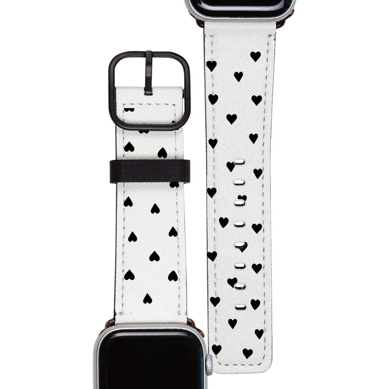 Gocase Moon & Stars Bracelet Space Gray Compatible with Apple Watch 42/44 mm Adjustable Clasp Saffiano Leather Vegan Replacement Bracelet Water Sweat Resistant Suitable for Series 1/2/3/4